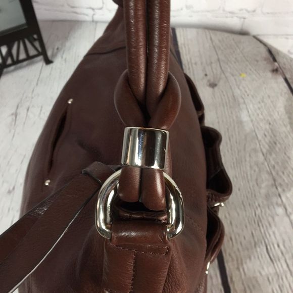 b. Makowsky Chocolate Brown Soft Leather Shoulder Bag Purse - Picture 11 of 16